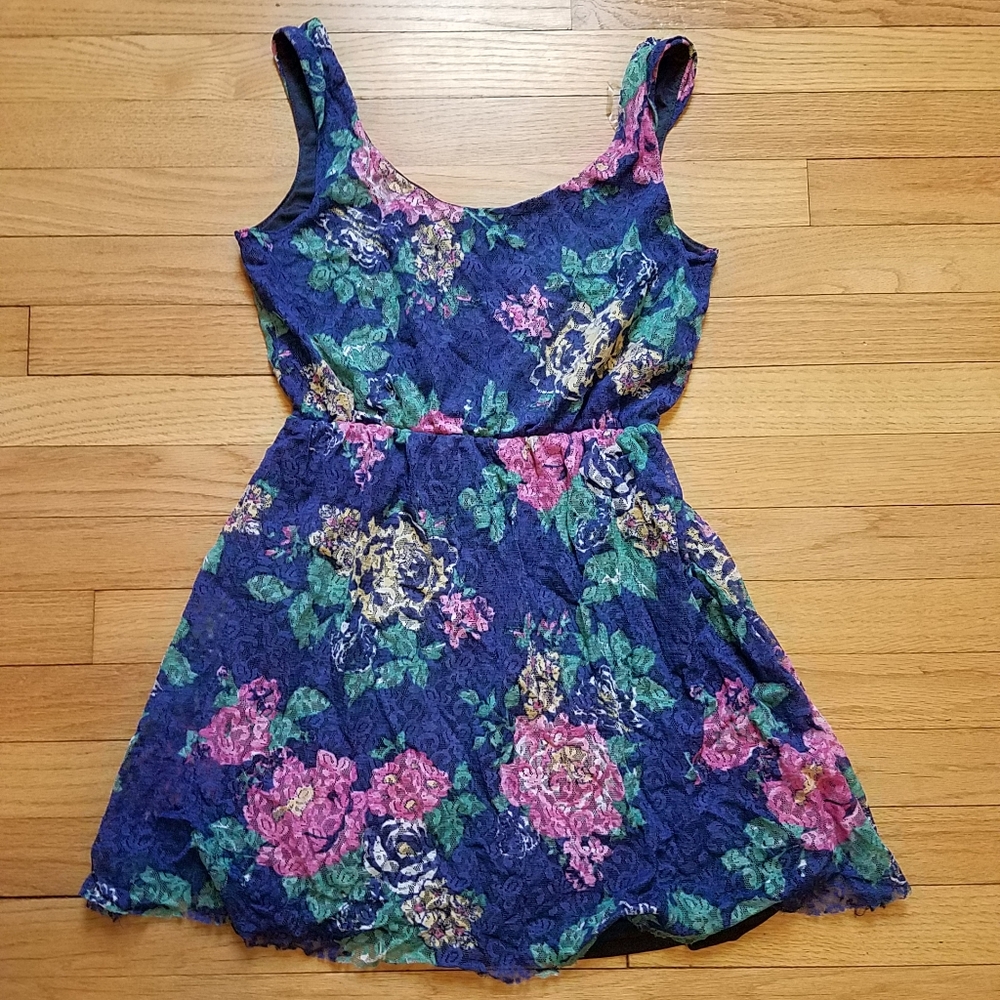 Delia's vibrant colored floral lace fitted dress